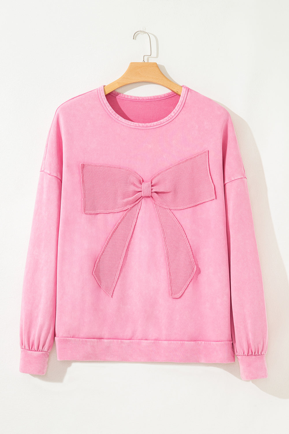 Bow So Sweet Mineral Wash Plus Size Pullover