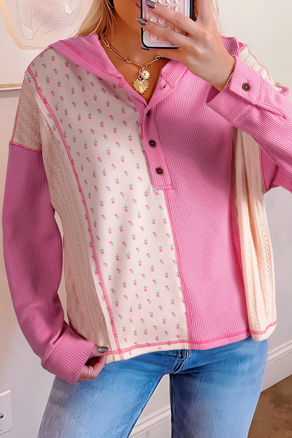 The Cottage Cutie Patchwork Hoodie Top