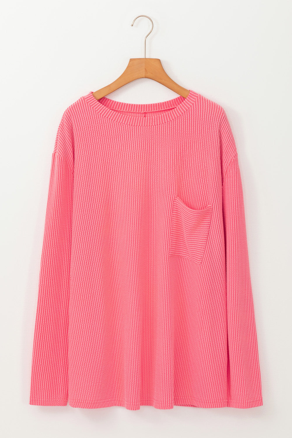 Coral Crush Ribbed Plus Size Top