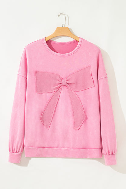 Bow So Sweet Mineral Wash Plus Size Pullover