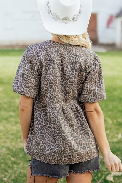 Born To Be Leopard Denim Top