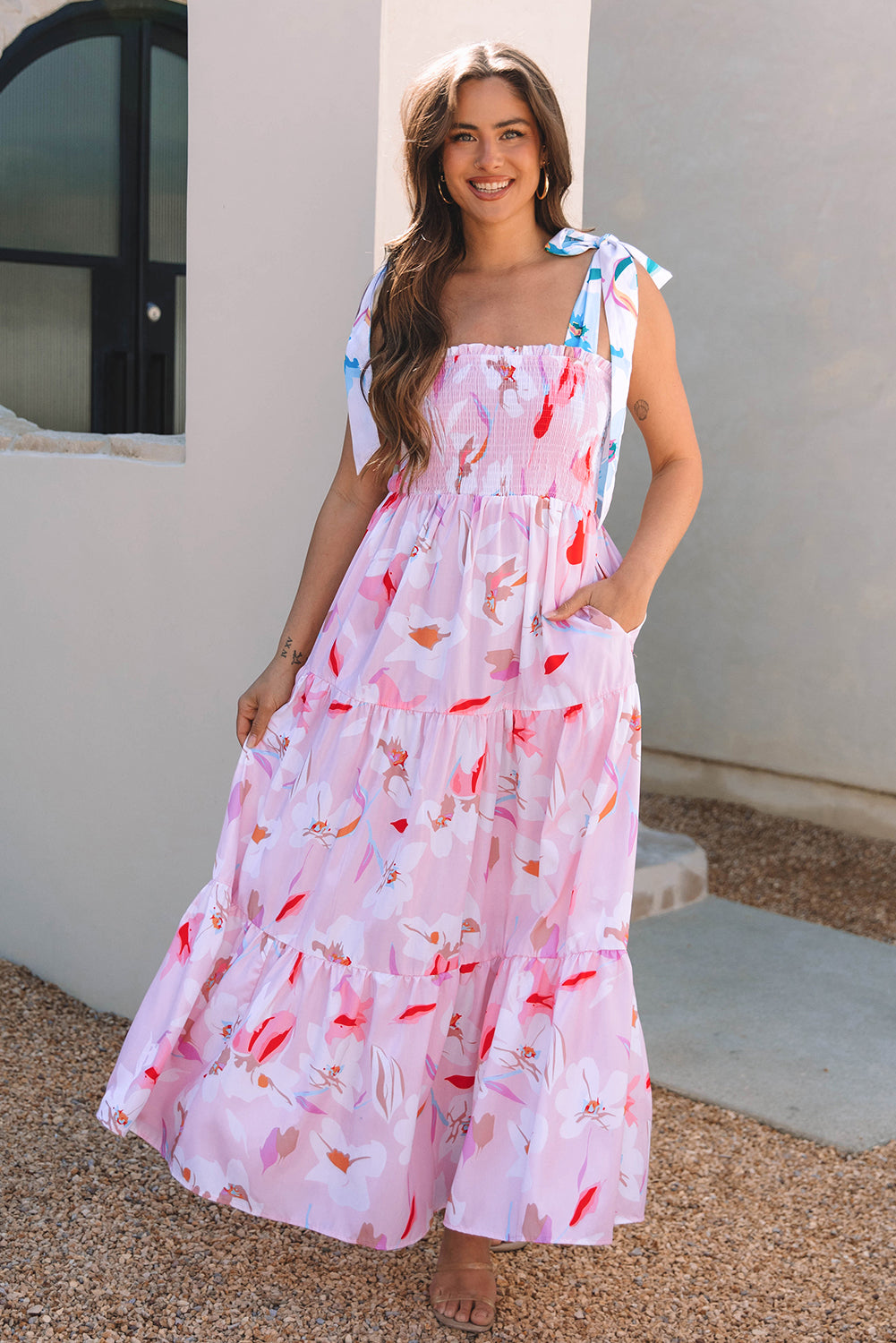 Pretty In Petals Smocked Maxi Dress