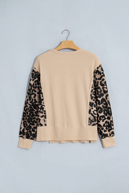 Leopard Latte Waffle Knit Top