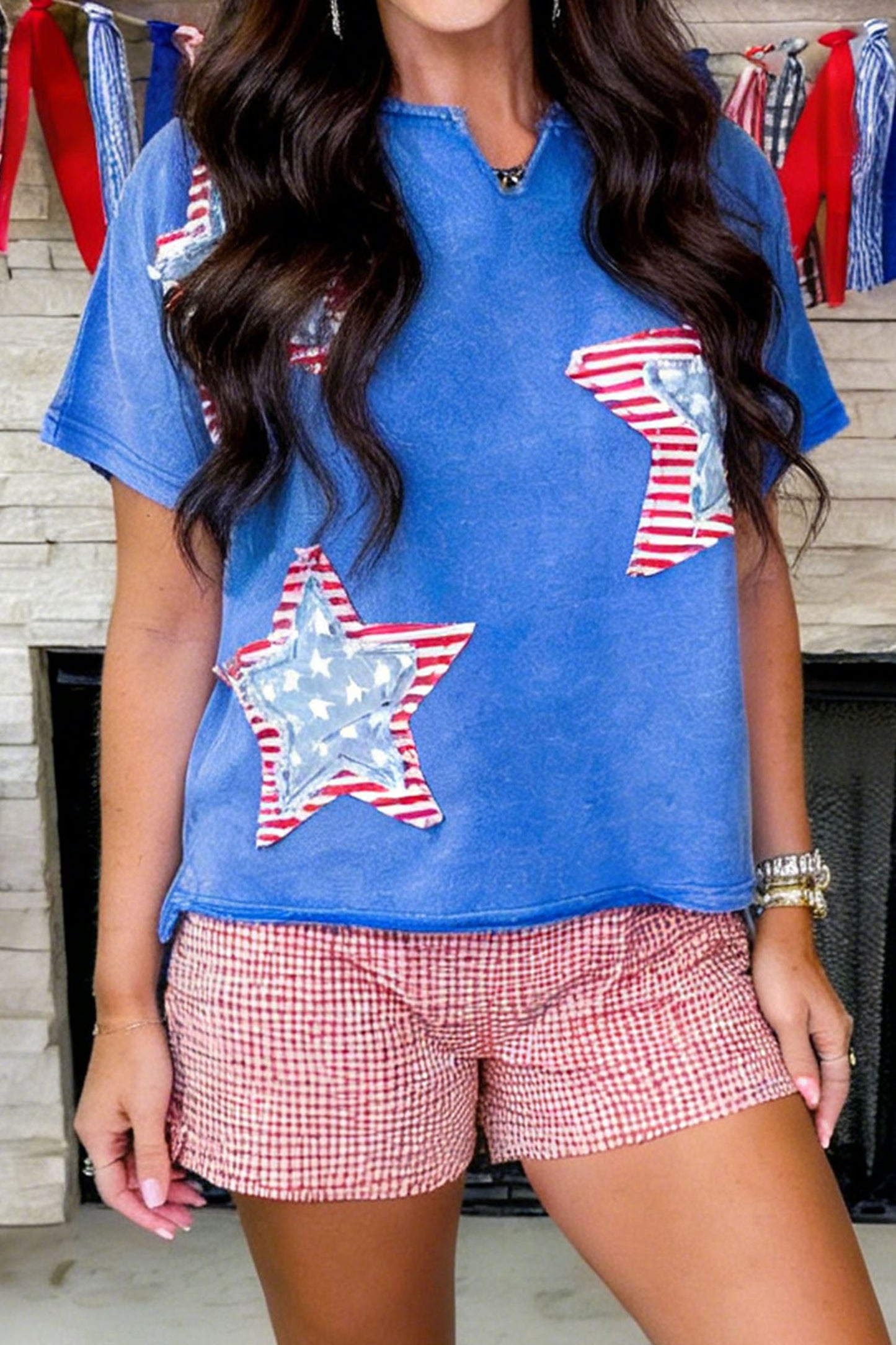 Patriotic Star Patched Mineral Washed Tee
