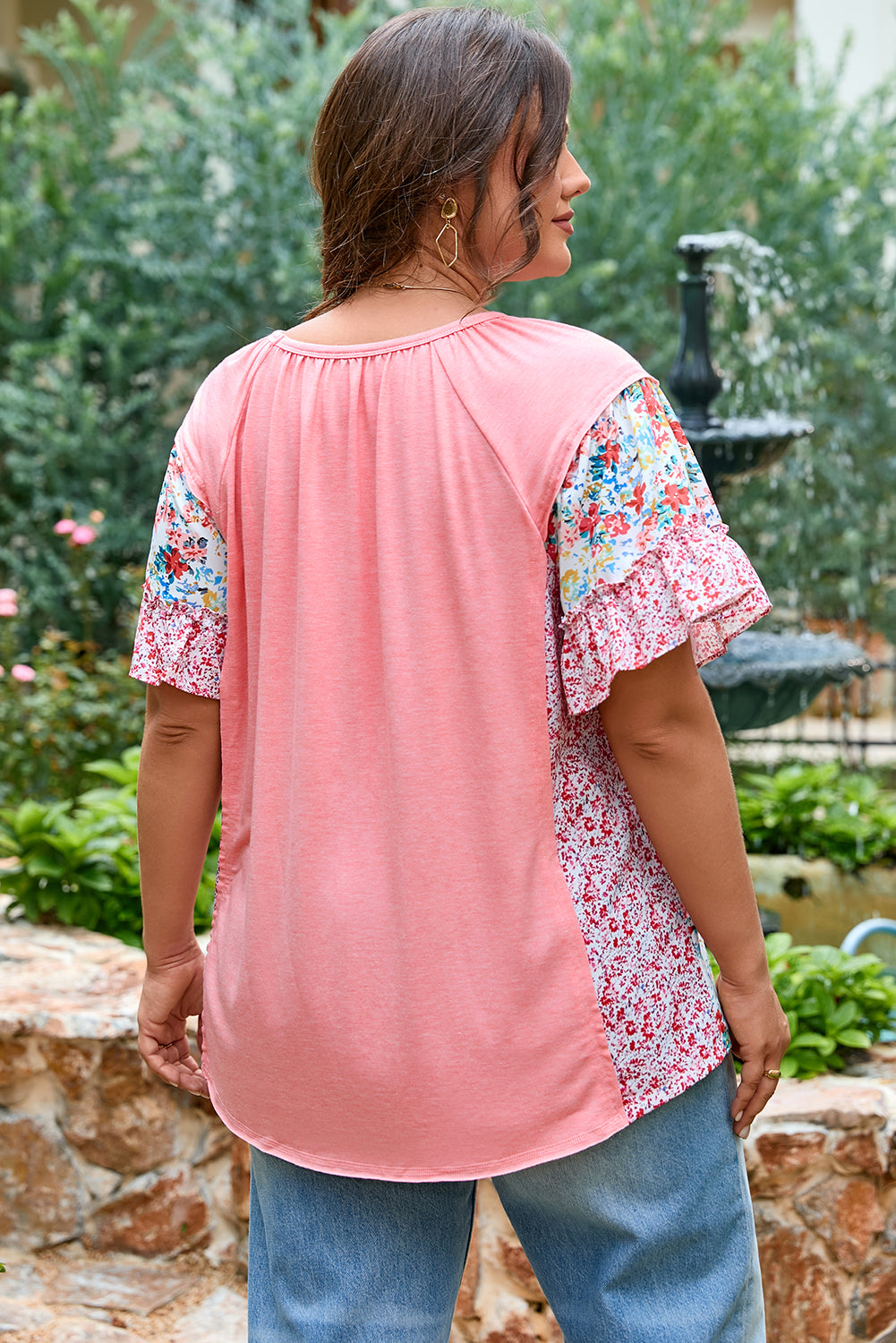 Garden Party Ruffle Sleeve Plus Size Top