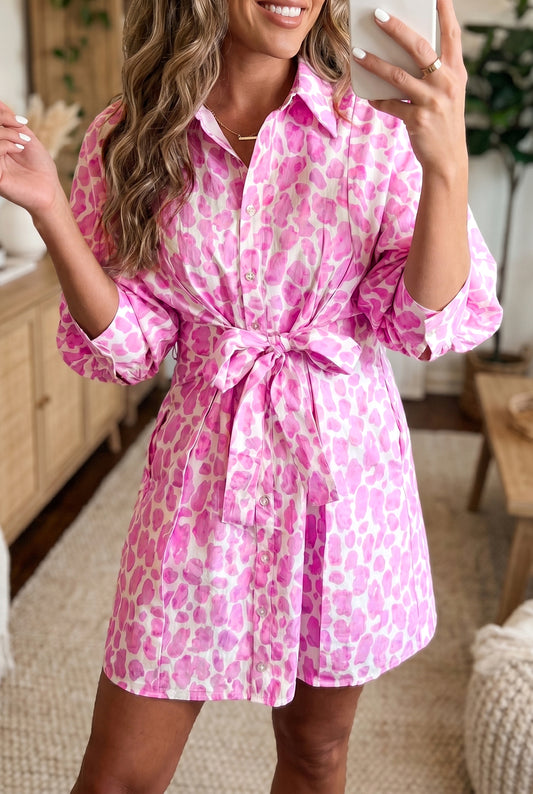 Pink Leopard Luxe Mini Dress