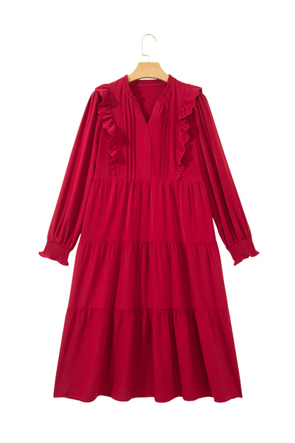 Crimson Charm Midi Dress