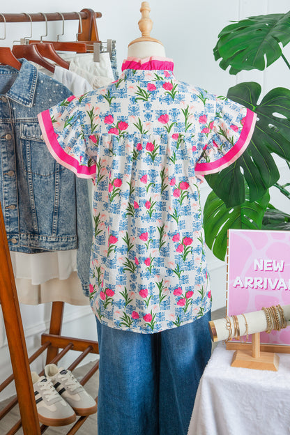 Tulip & Toile Ruffle Top