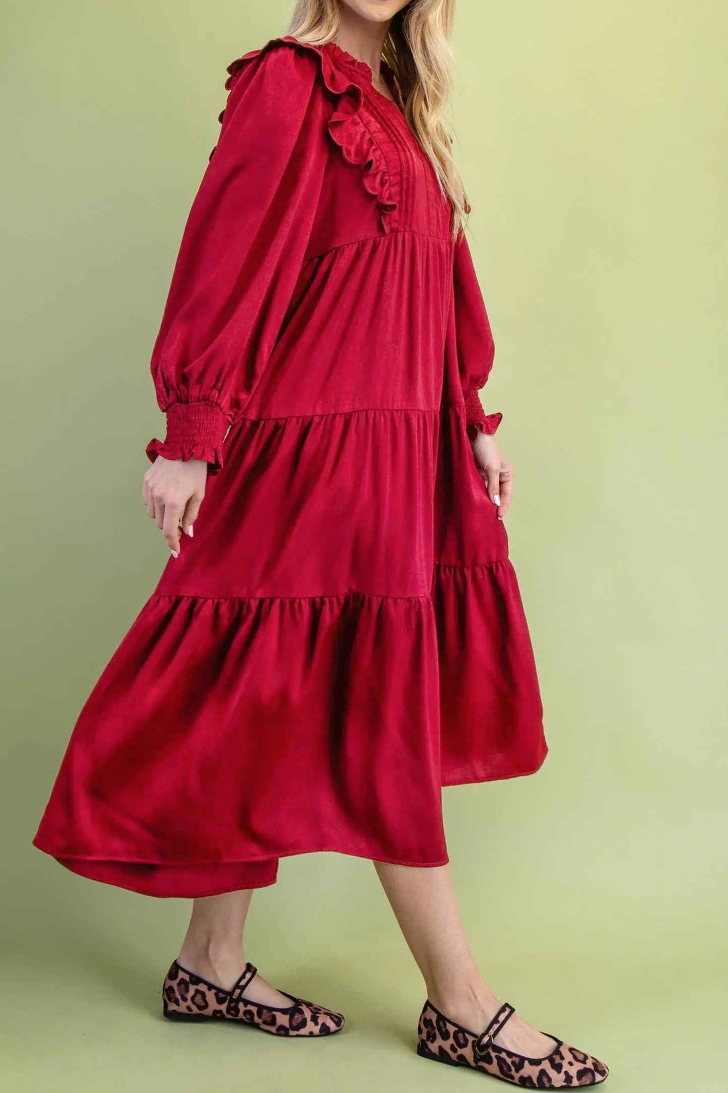 Crimson Charm Midi Dress