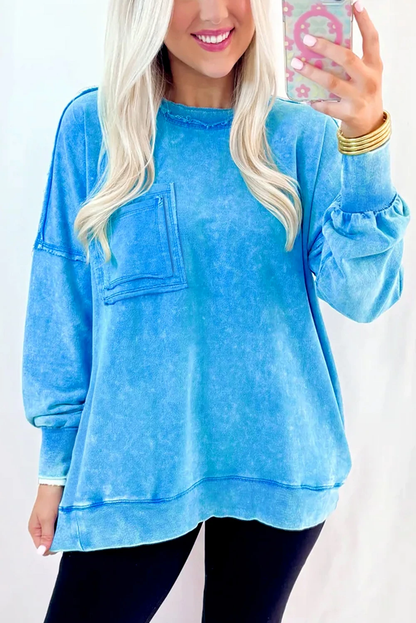 Blue Skies & Bonfires Mineral Wash Pullover