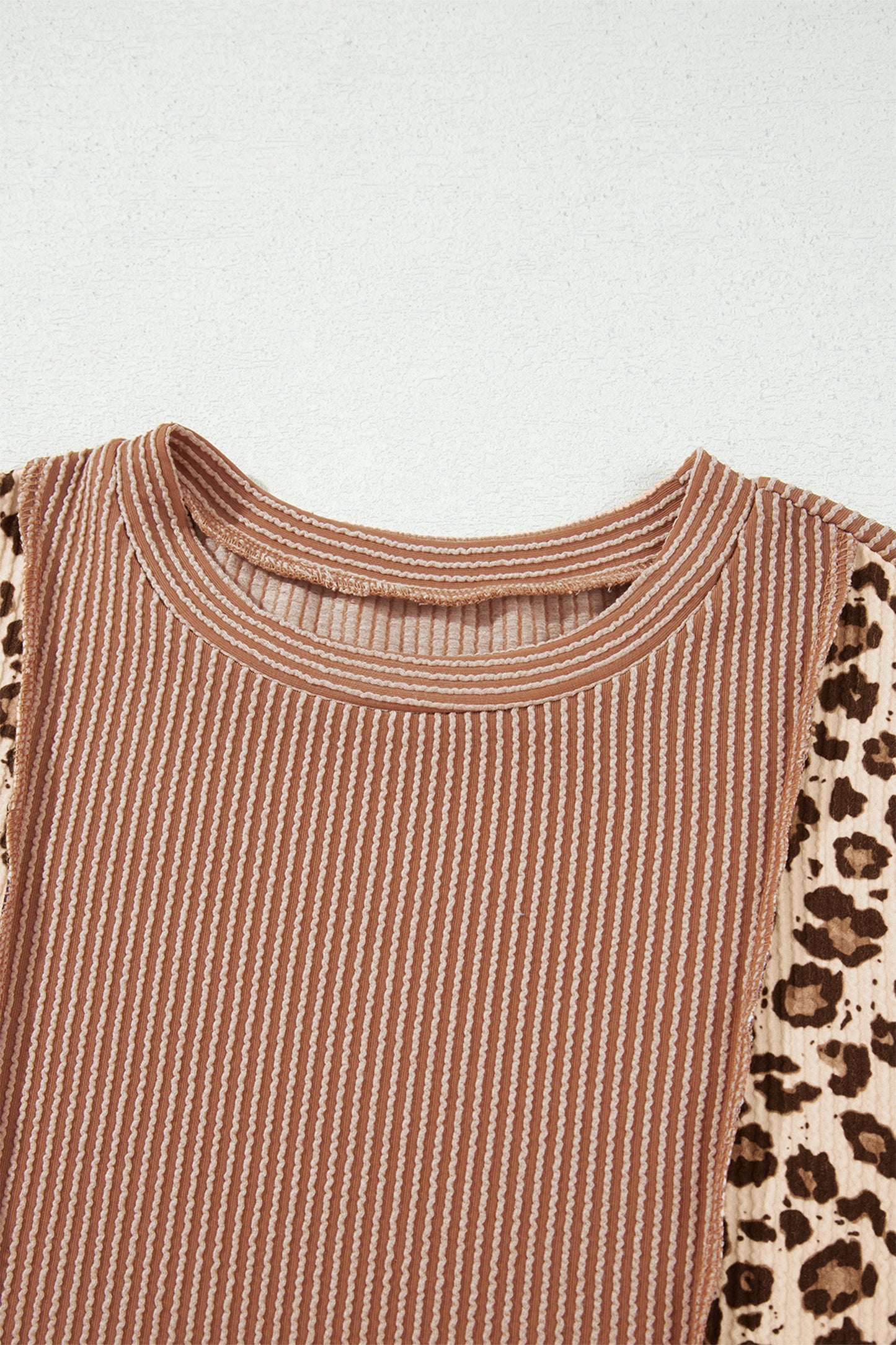 Mocha Mood Leopard Colorblock Top