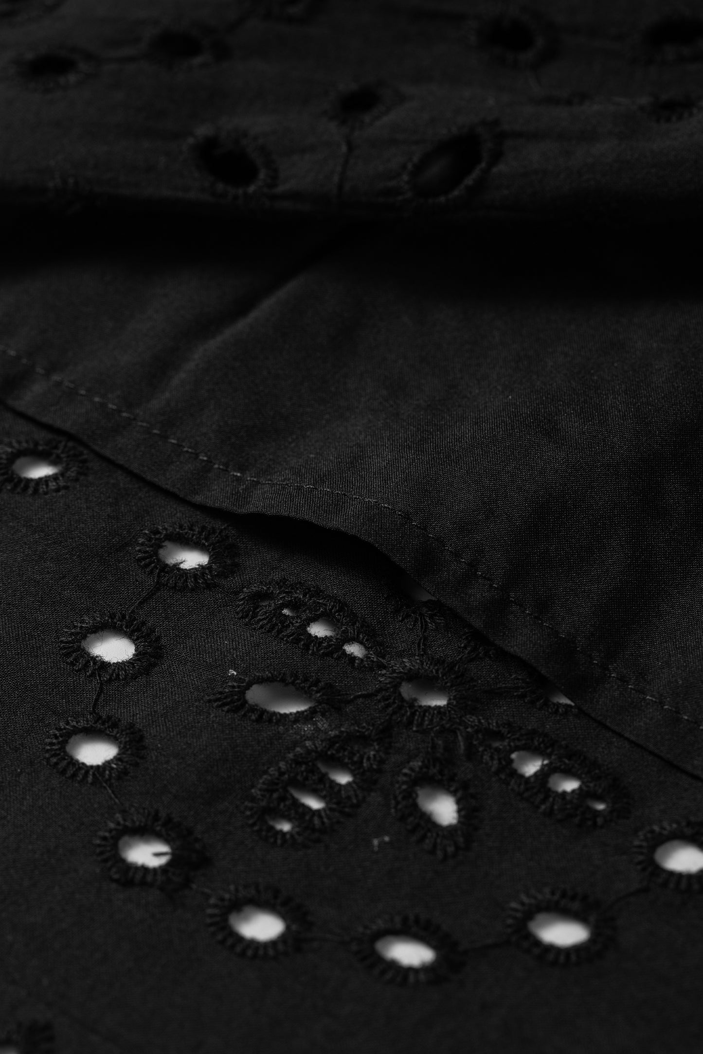 Eyelet Elegance Collared Mini Dress