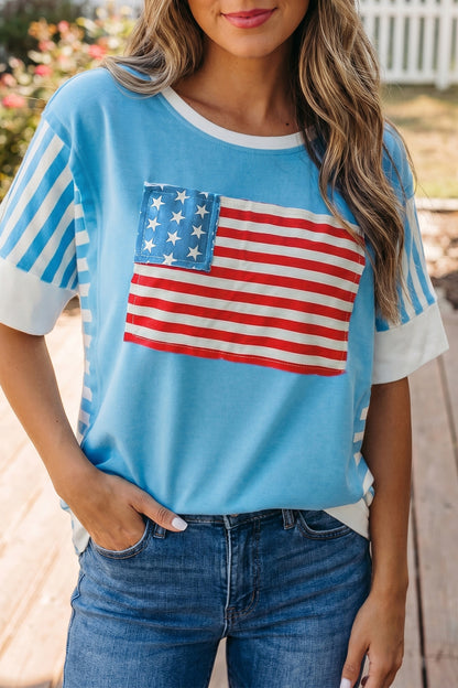 American Flag Patchwork Top