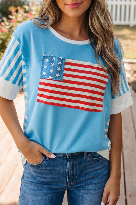 American Flag Patchwork Top