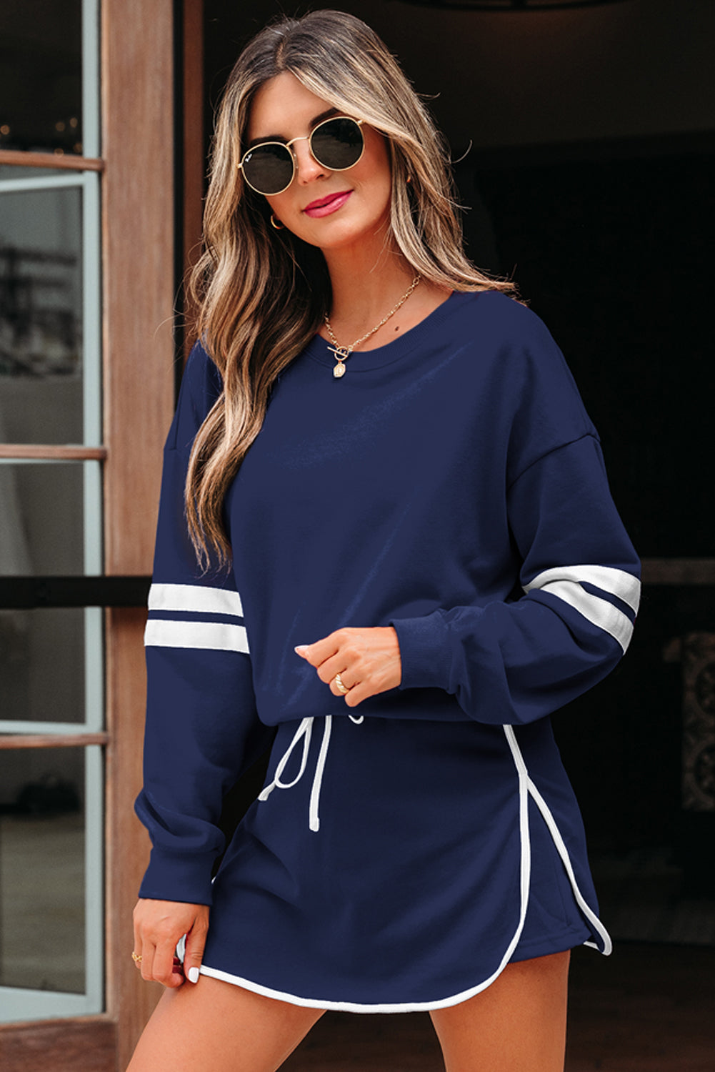 Playmaker Varsity Stripe Pullover & Mini Skort Set
