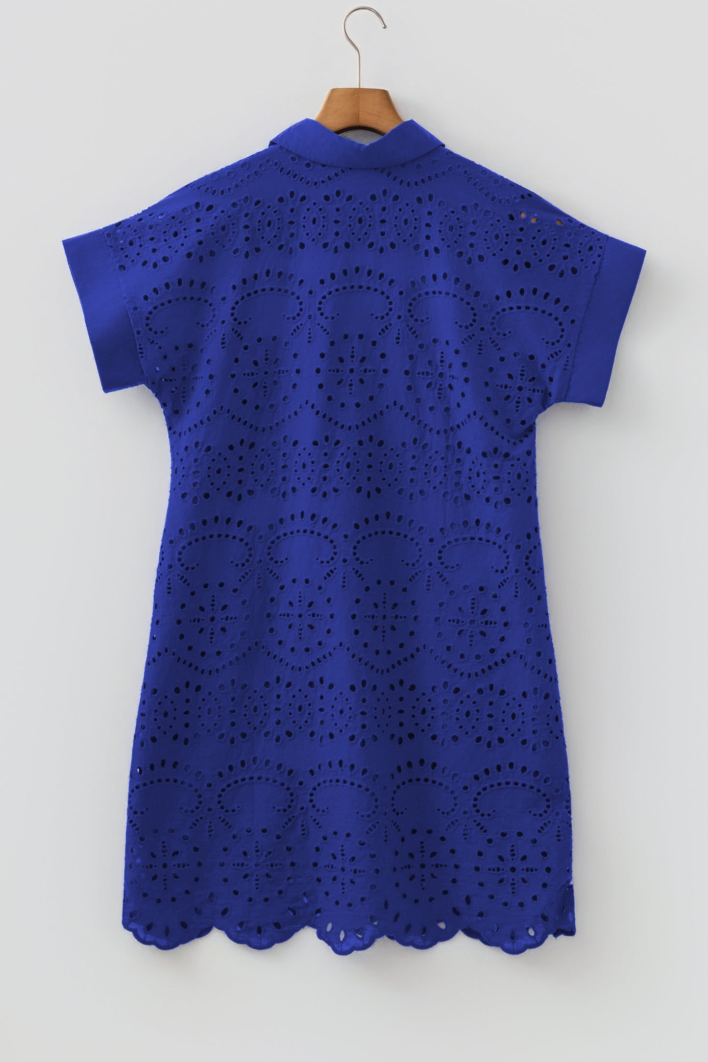 Eyelet Elegance Collared Mini Dress