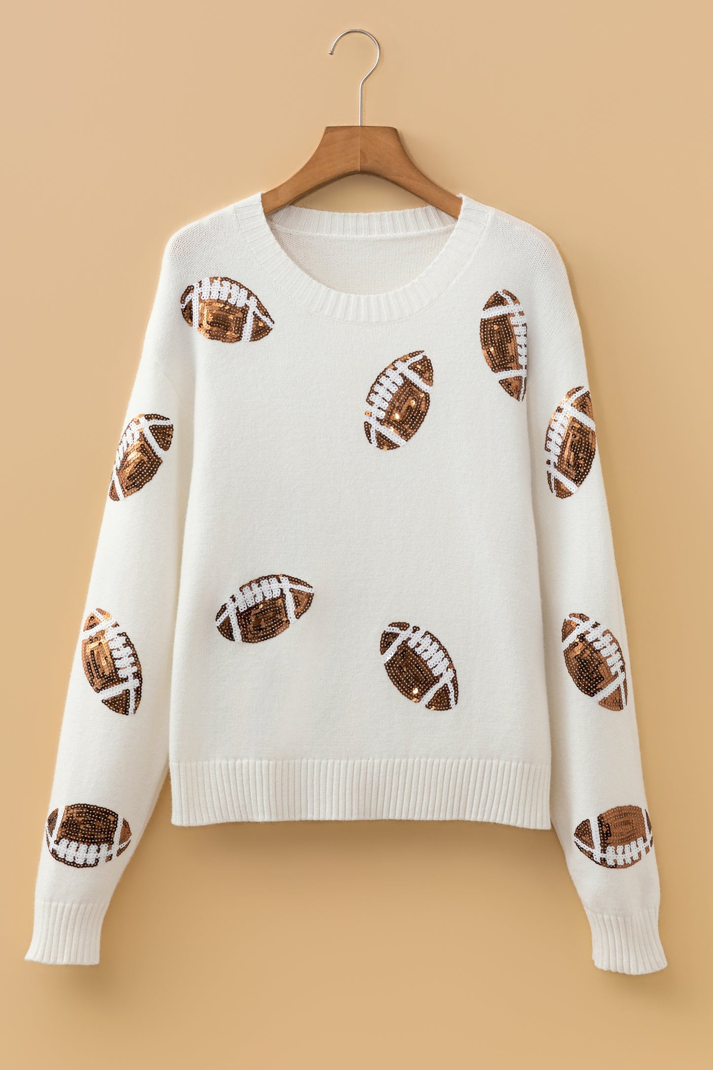Football Sequin Long Sleeve Sweater