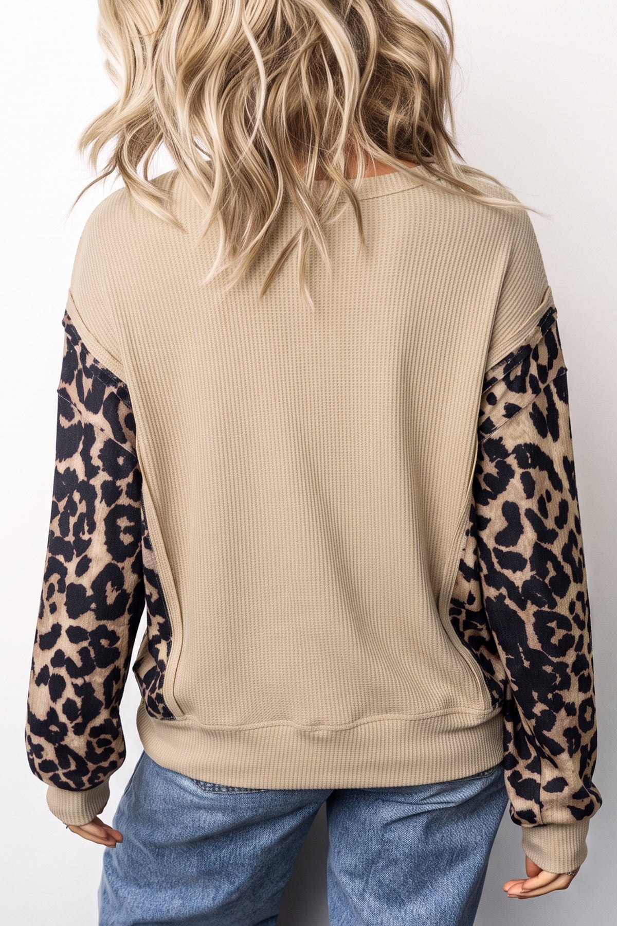 Leopard Latte Waffle Knit Top