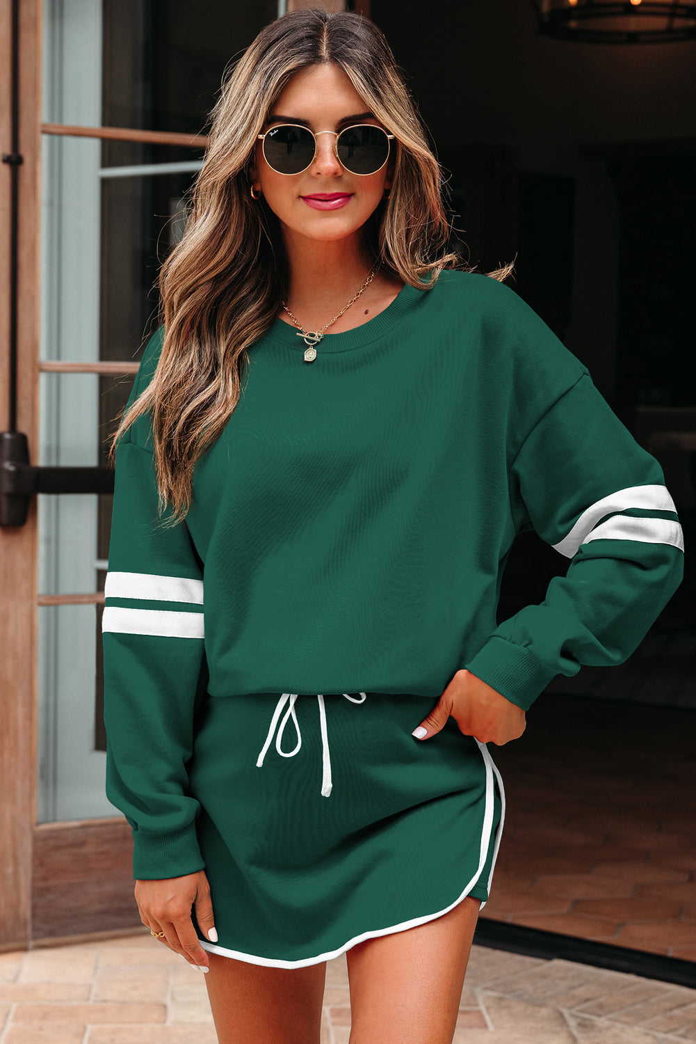 Playmaker Varsity Stripe Pullover & Mini Skort Set