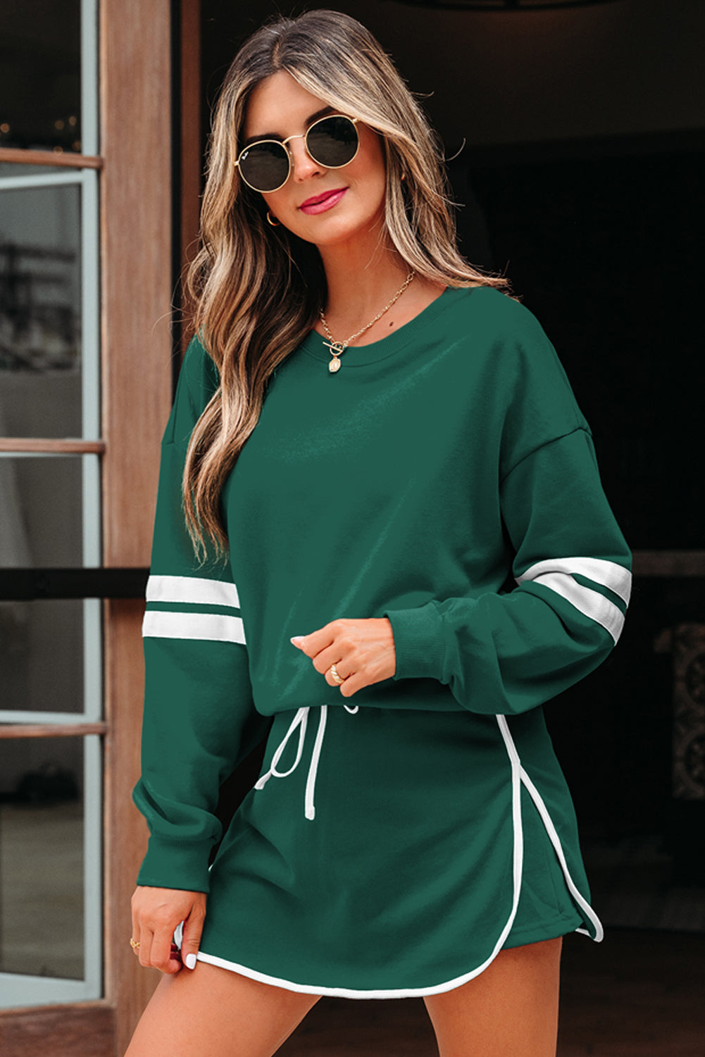 Playmaker Varsity Stripe Pullover & Mini Skort Set