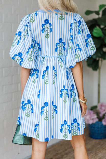 Blue Belle Bloom Mini Dress