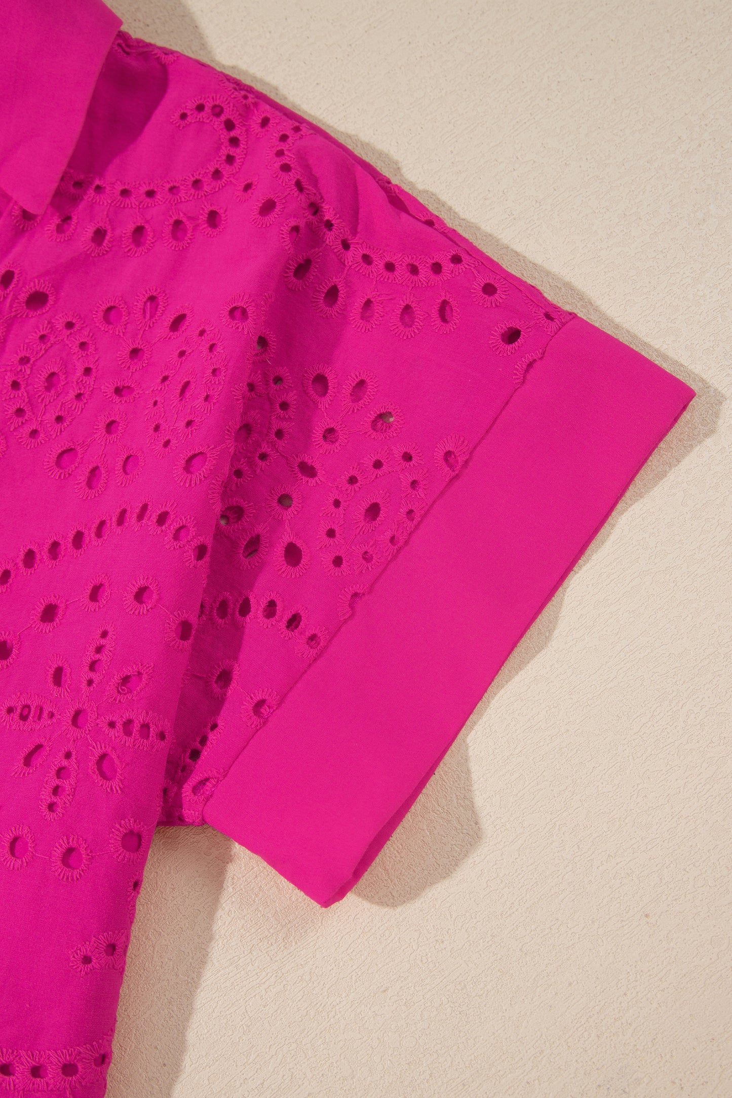 Eyelet Elegance Collared Mini Dress