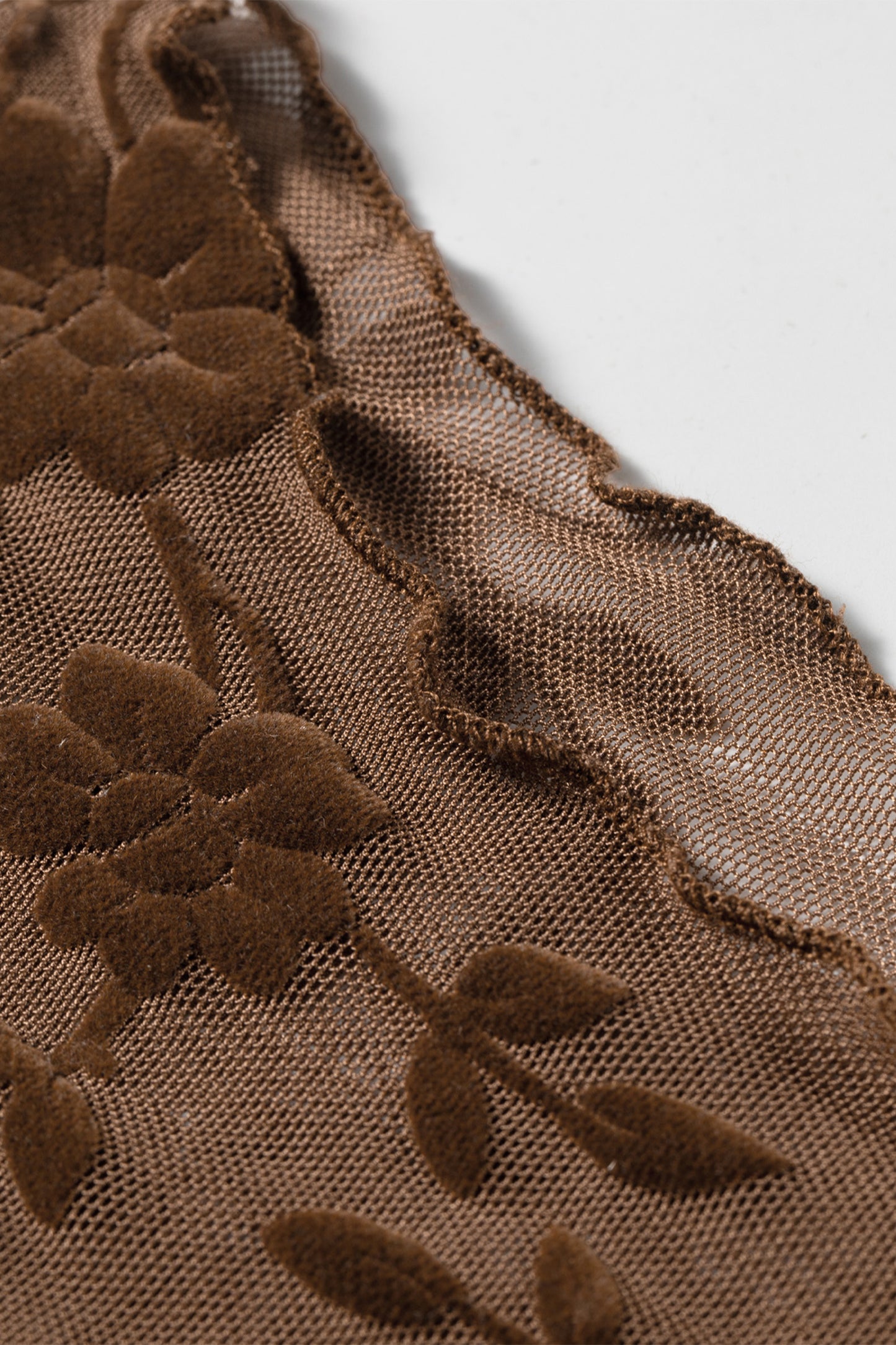 Mocha In Bloom Mesh Top