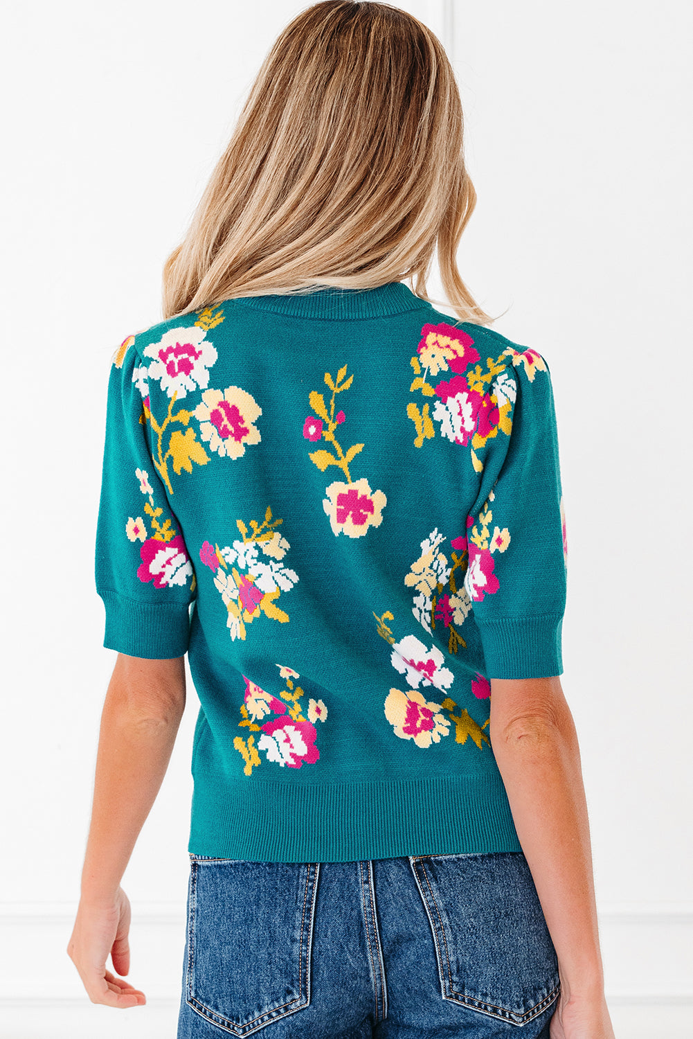 Teal We Meet Again Floral Knit Top