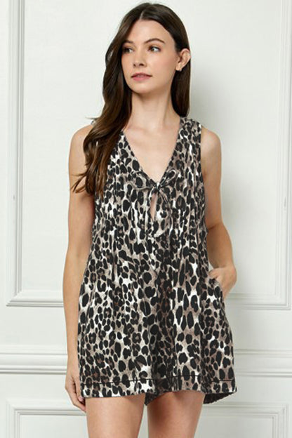 Leopard Love Denim Romper