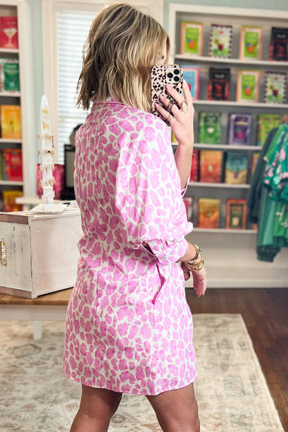 Pink Leopard Luxe Mini Dress