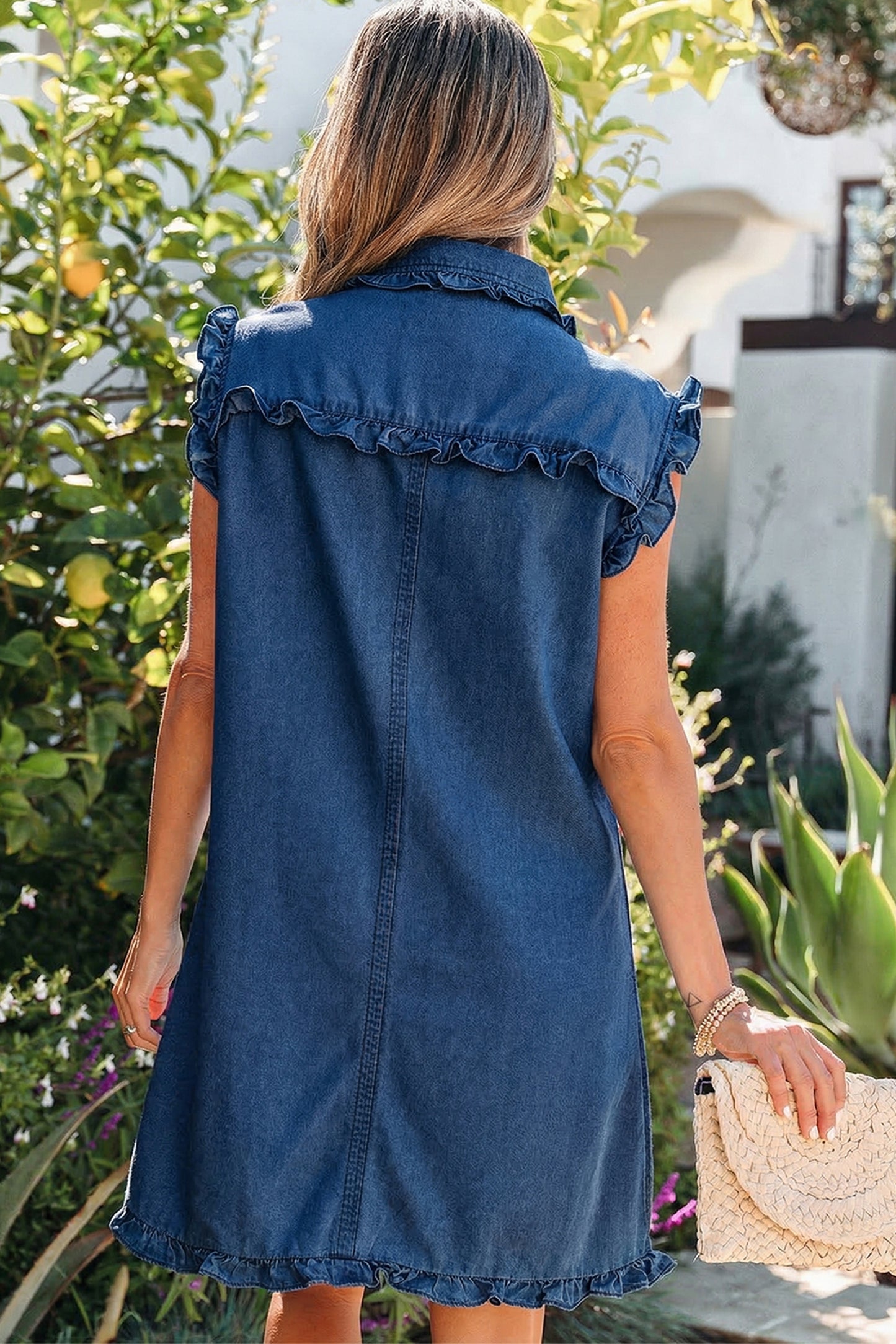 Ruffle & Run Denim Shift Dress