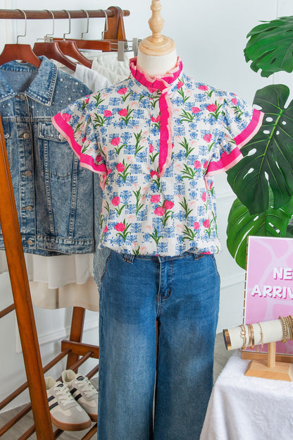 Tulip & Toile Ruffle Top