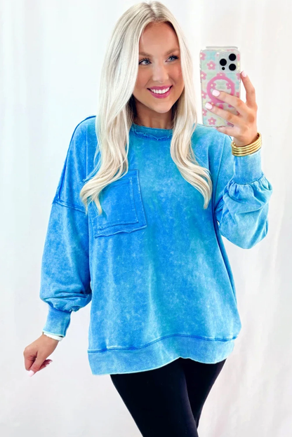 Blue Skies & Bonfires Mineral Wash Pullover