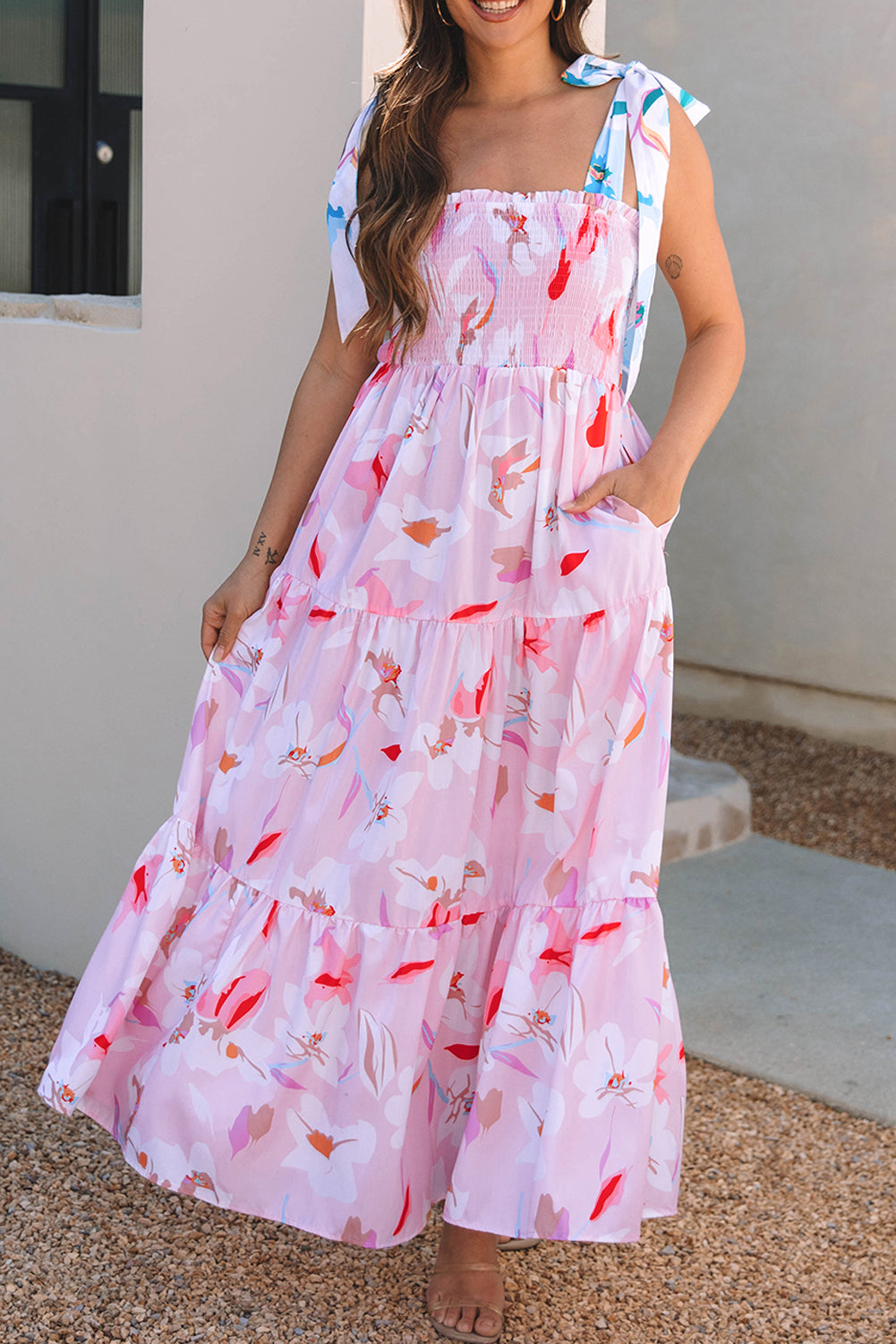 Pretty In Petals Smocked Maxi Dress