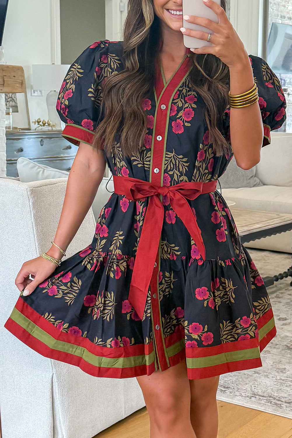 Midnight Garden Stroll Mini Dress