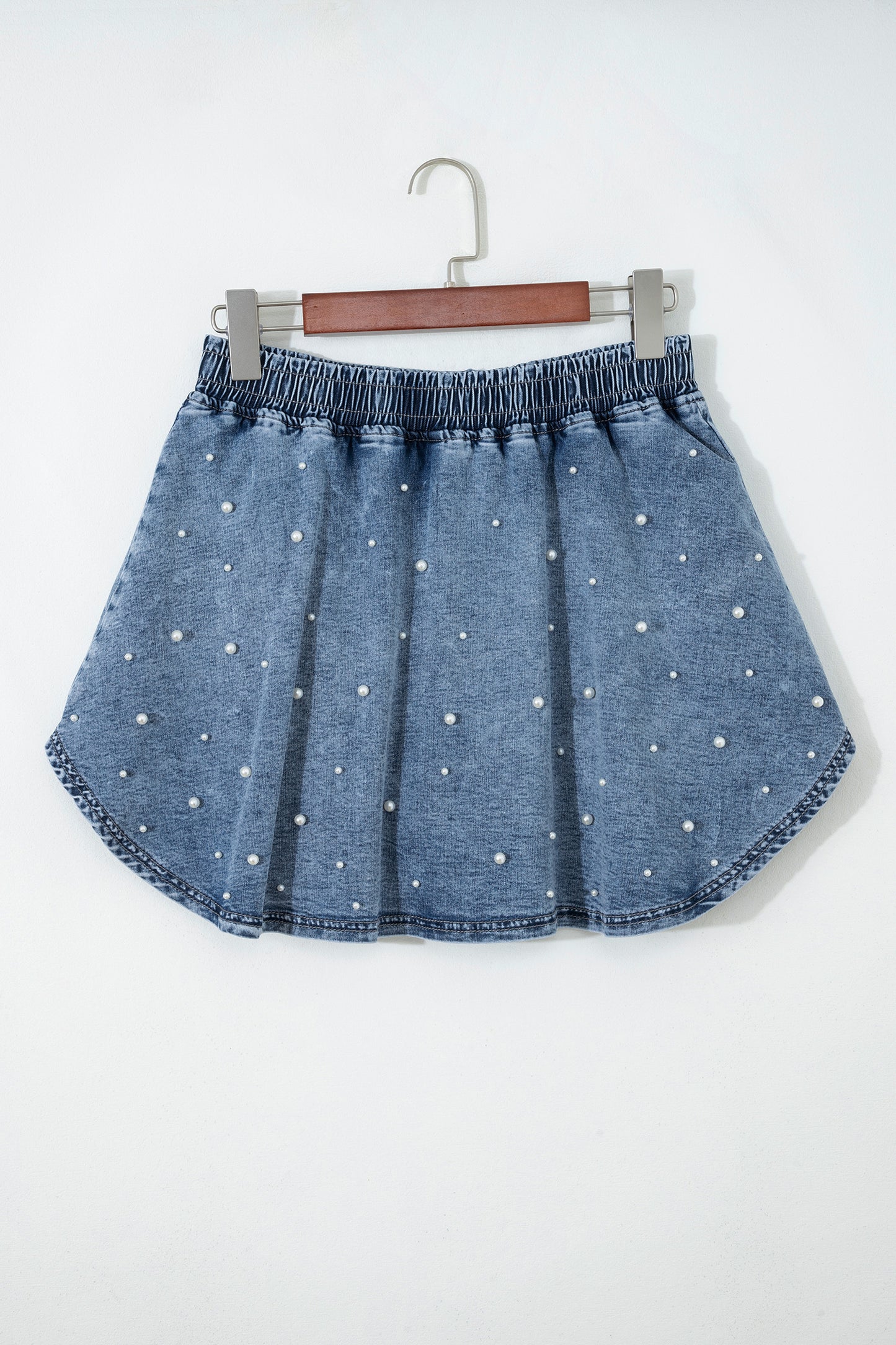 Polished With Pearls Denim Mini Skort