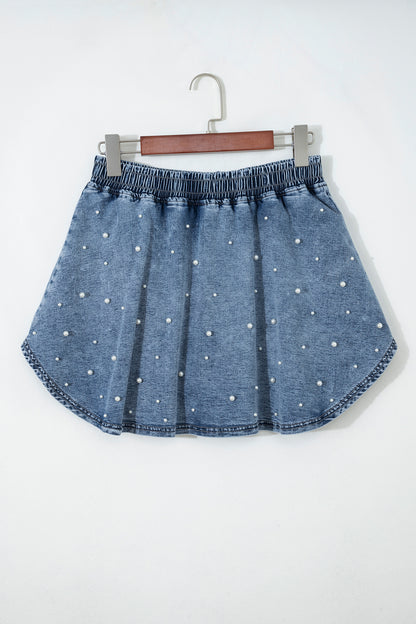 Polished With Pearls Denim Mini Skort