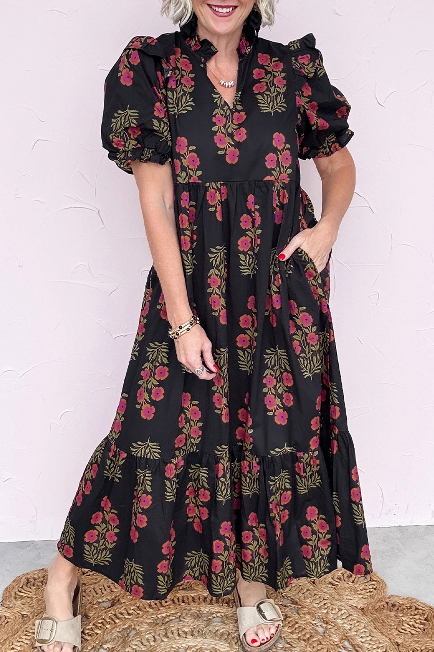 Midnight Garden Stroll Maxi Dress