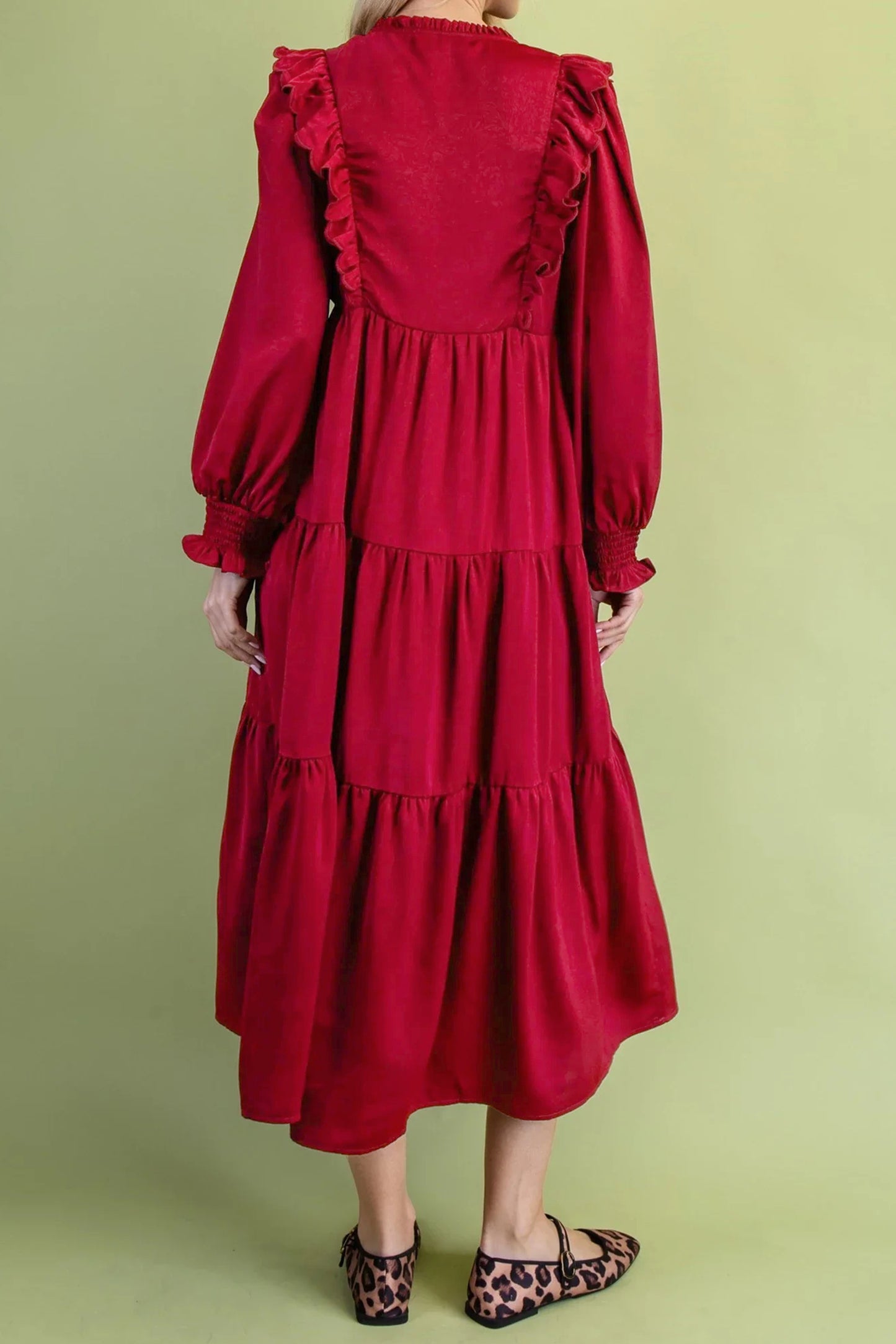 Crimson Charm Midi Dress