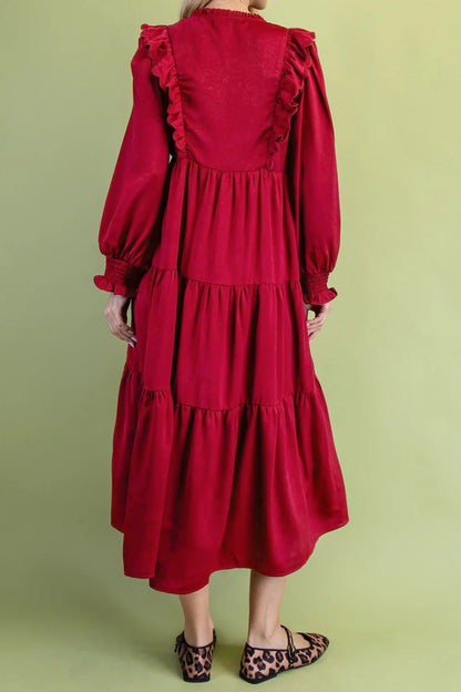 Crimson Charm Midi Dress