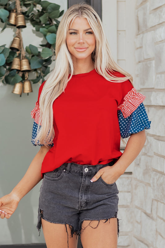 Patriotic Darling Puff Sleeve Top