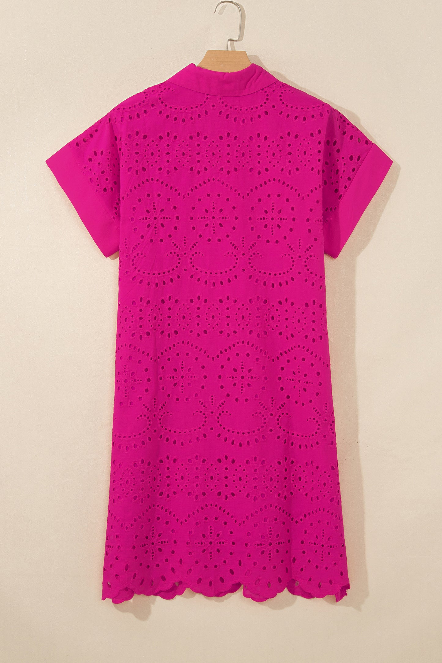 Eyelet Elegance Collared Mini Dress