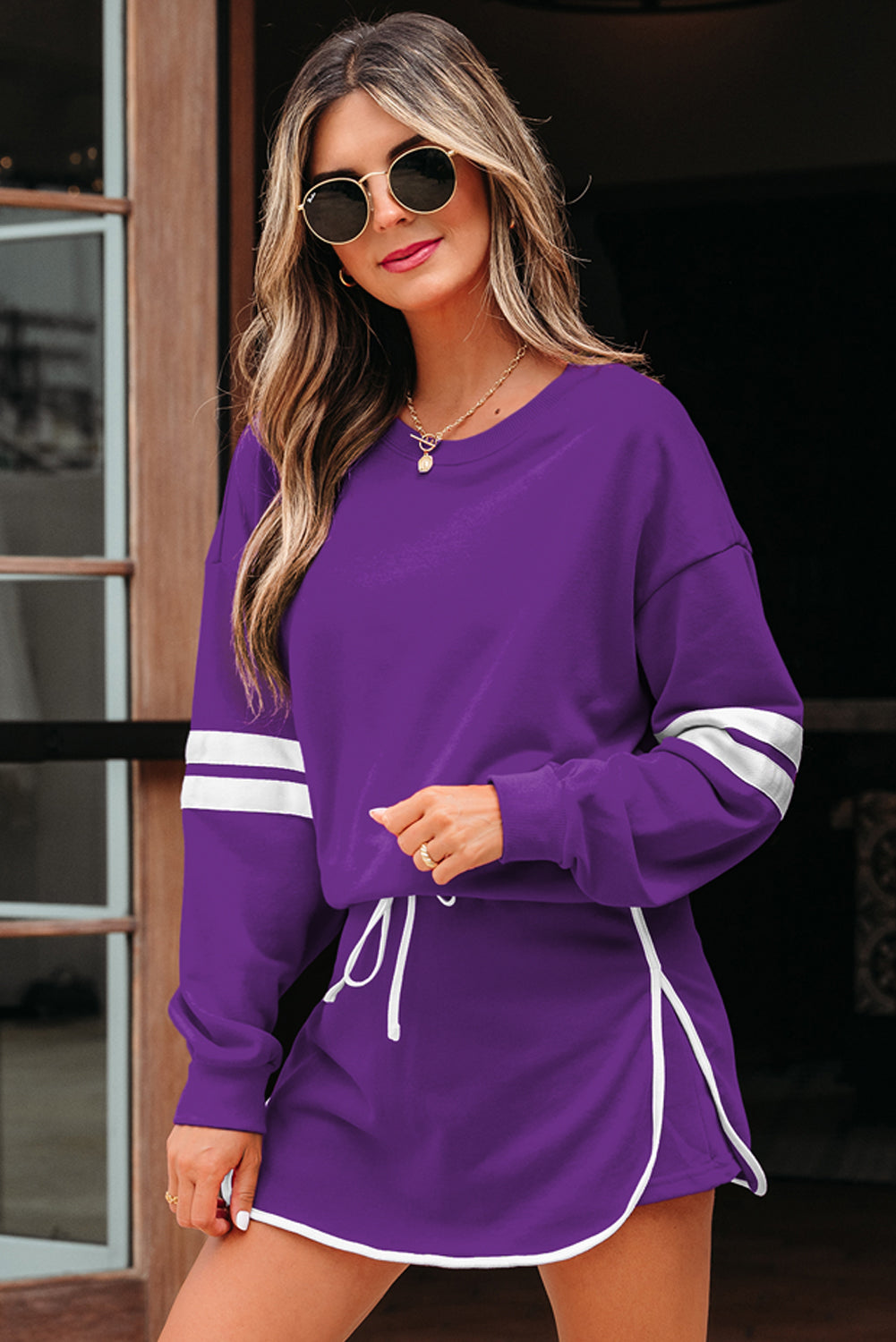 Playmaker Varsity Stripe Pullover & Mini Skort Set