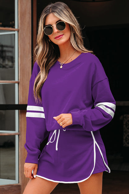 Playmaker Varsity Stripe Pullover & Mini Skort Set