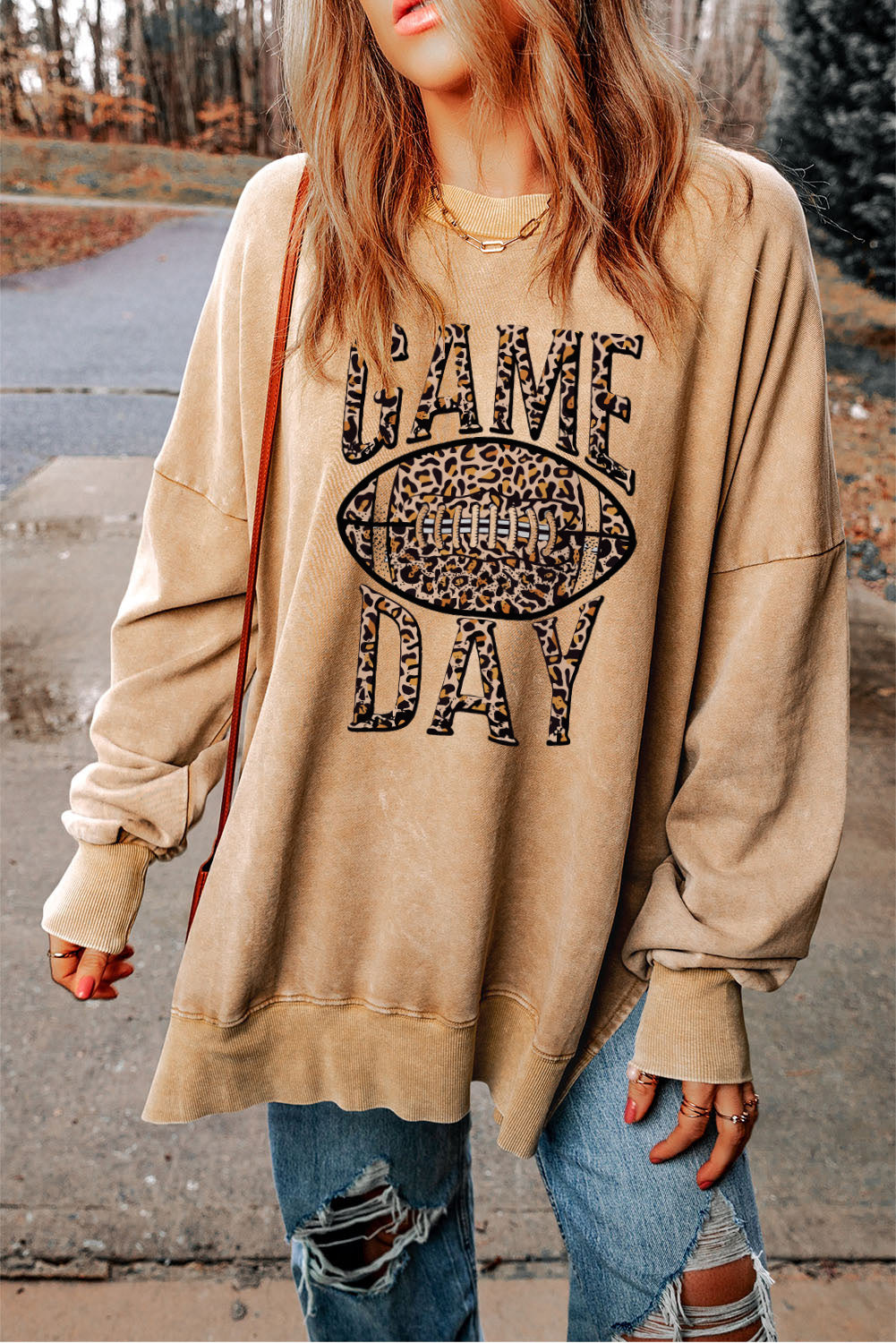 Game Day Leopard Football Sweatshirt