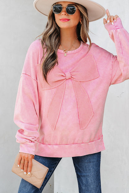 Bow So Sweet Mineral Wash Pullover