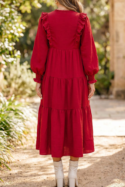 Crimson Charm Midi Dress