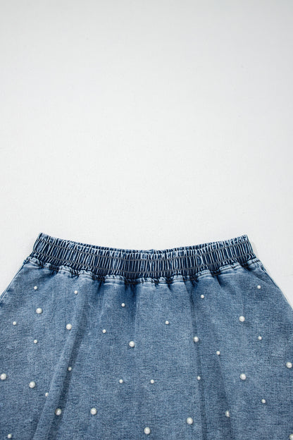 Polished With Pearls Denim Mini Skort