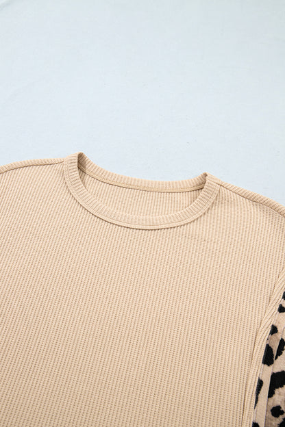 Leopard Latte Waffle Knit Top