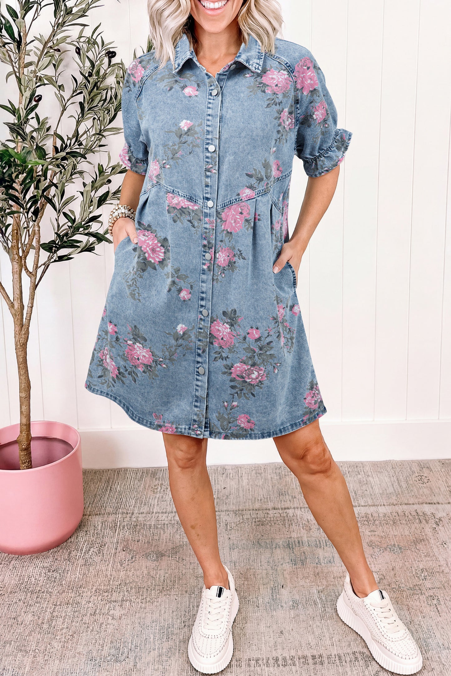 Rosie Denim Button Down Mini Dress